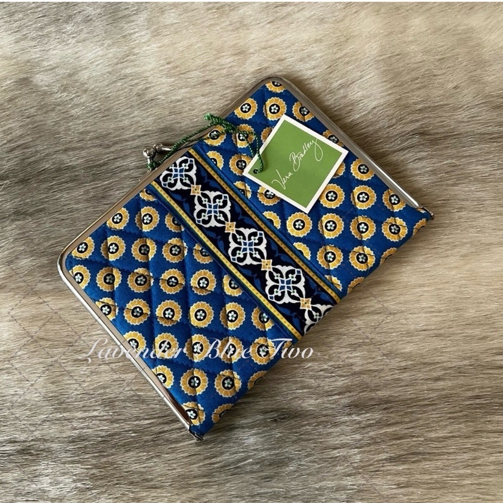 New VERA BRADLEY Riviera Blue 2008! Hugs-n-Kisses Photo Holder Blue Yellow Y2K